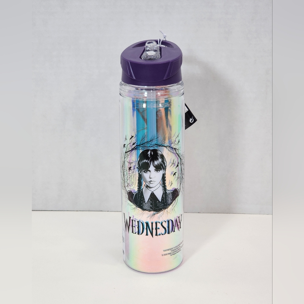 Primark WEDNESDAY Addams family Iridescent Water Bottle - 18.6 oz. - NWT